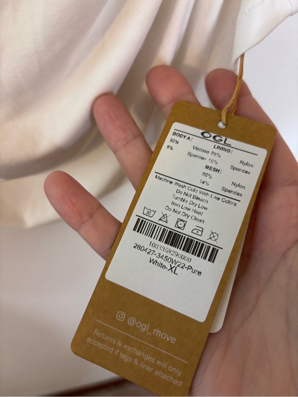 NWT OGL Skin Kiss Pure White Ruched V-Neck Built-In Bra Tee - Picture 8 of 8